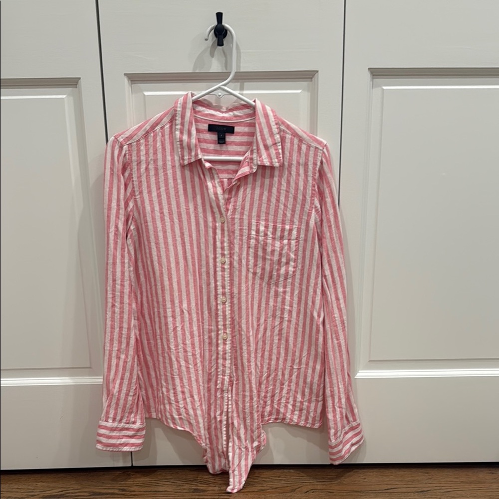 J. Crew Pink and White Button Down Shirt